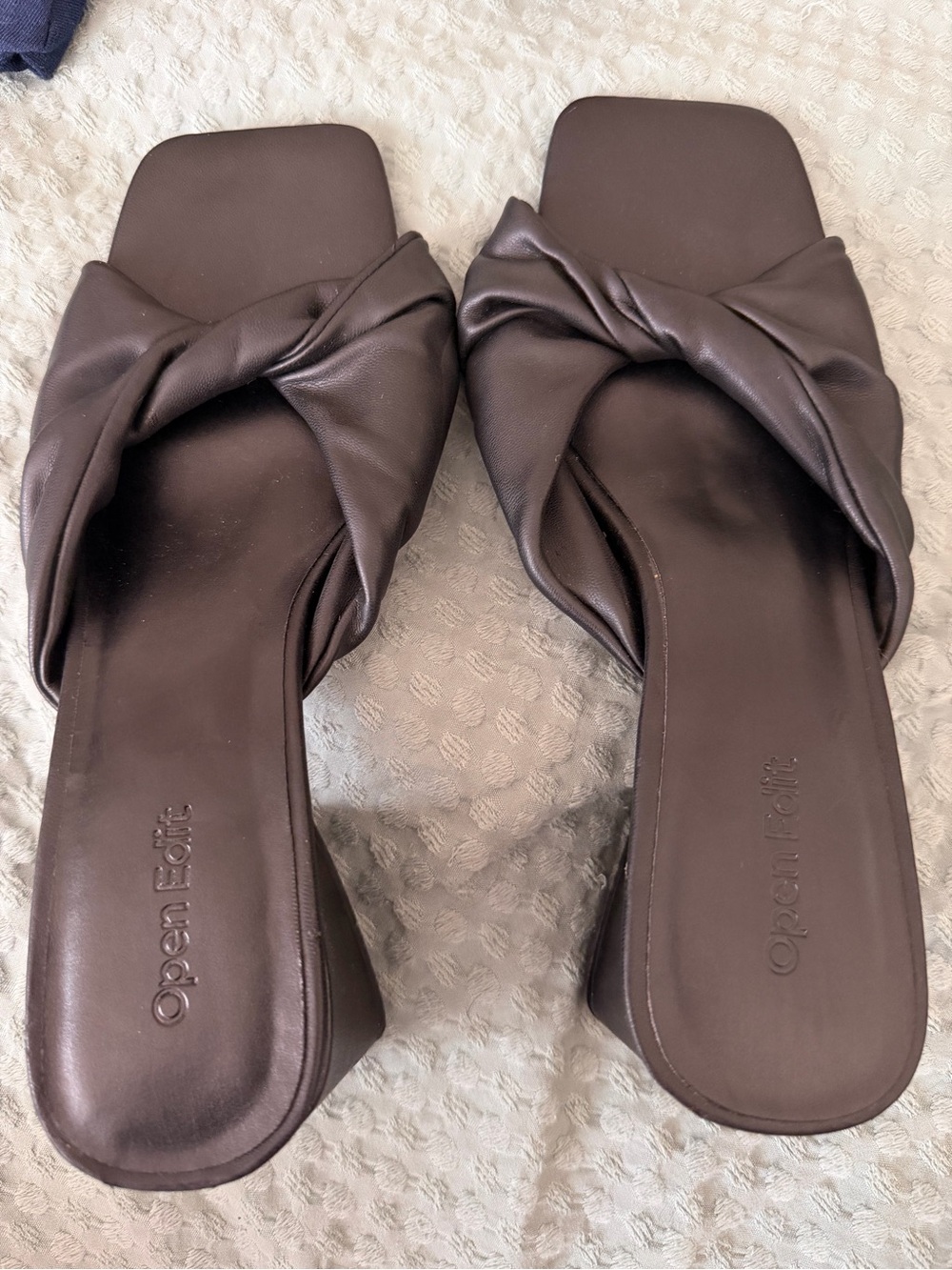 Nordstrom black Twisted Square-Toe Slide Mules